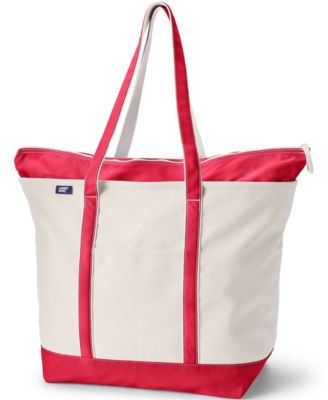 Extra Large 5 Pocket Zip Top Long Handle Canvas Tote Bag