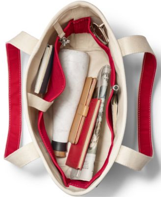 Medium 5 Pocket Open Top Long Handle Canvas Tote Bag