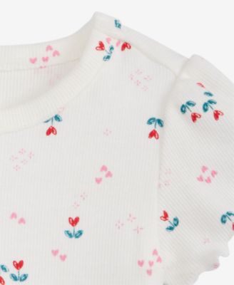 Baby Girls Mix and Match Short-Sleeve Heart Tulip-Print Rib T-Shirt, Macy's Exclusive