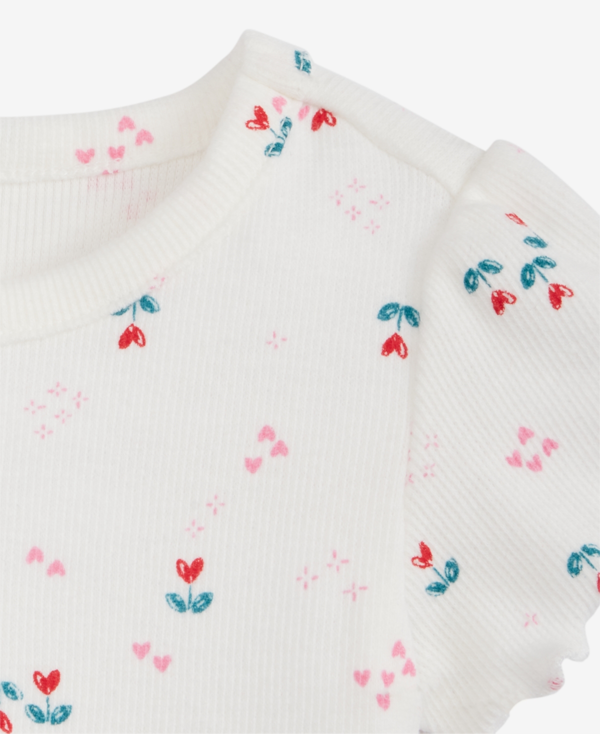 First Impressions Baby Girls Short-sleeve Heart Tulip-print Rib T-shirt, Macy's Exclusive In White
