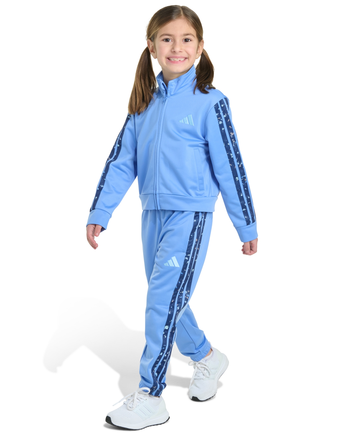 Adidas Originals Toddler And Little Girls 2-piece Long Sleeve 3-stripe Tricot Set In Blue