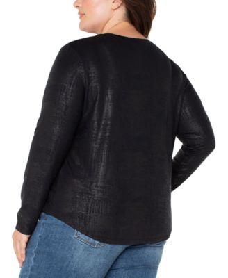 Plus Size Long Sleeve Draped Knit Top