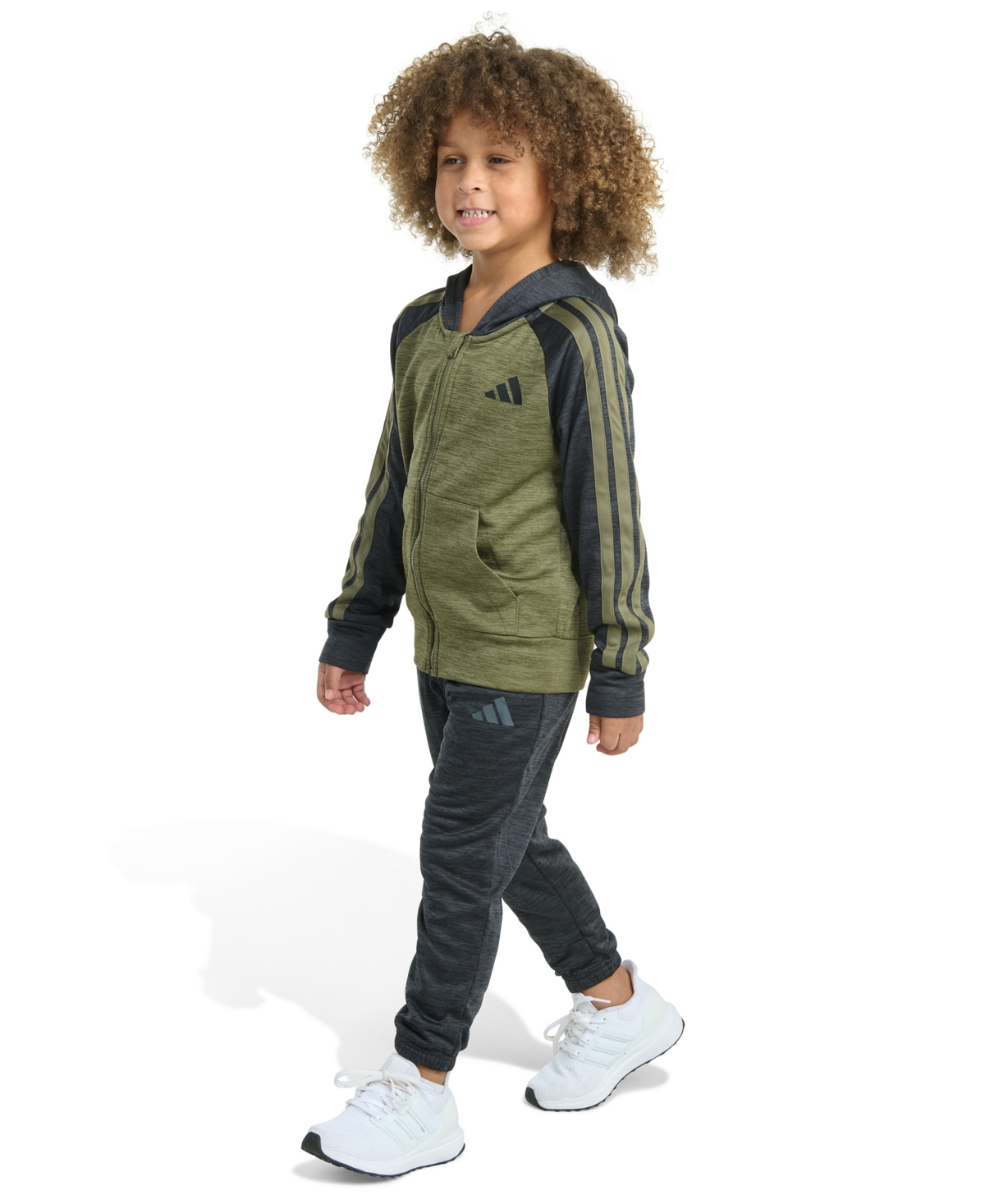 Adidas Originals Toddler And Little Boys 2-piece Long Sleeve Fleece Jacket And Joggers Set In Green