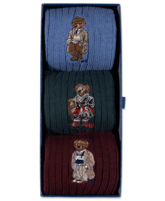 Men's 3-Pack Embroidered Bears Socks Gift Box