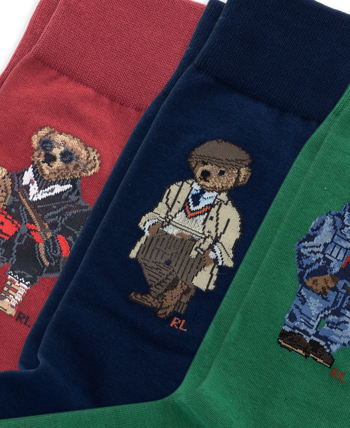 Polo Ralph Lauren Men's 3-Pack Assorted Bears Socks Giftbox