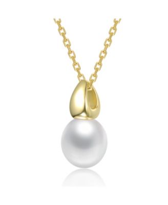 14K Gold Plated with White Mother of Pearl Pendant Necklace