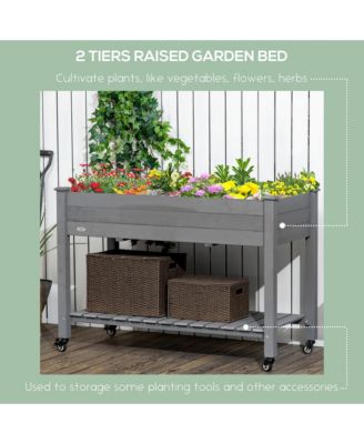 47" x 21" Raised Garden Bed, Elevated Wooden Planter Box,