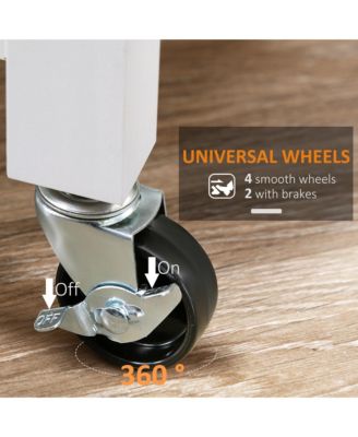 Wooden Kitchen Serving Storage Cart Serving Cabinet with Shelves