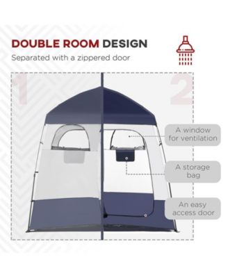 Two Room Pop Up Shower Tent w/ Shower Bag, Floor & Carry Bag,