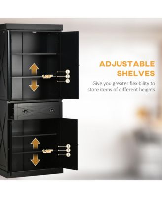 72" Kitchen Pantry Storage Cabinet with Adjustable Shelves