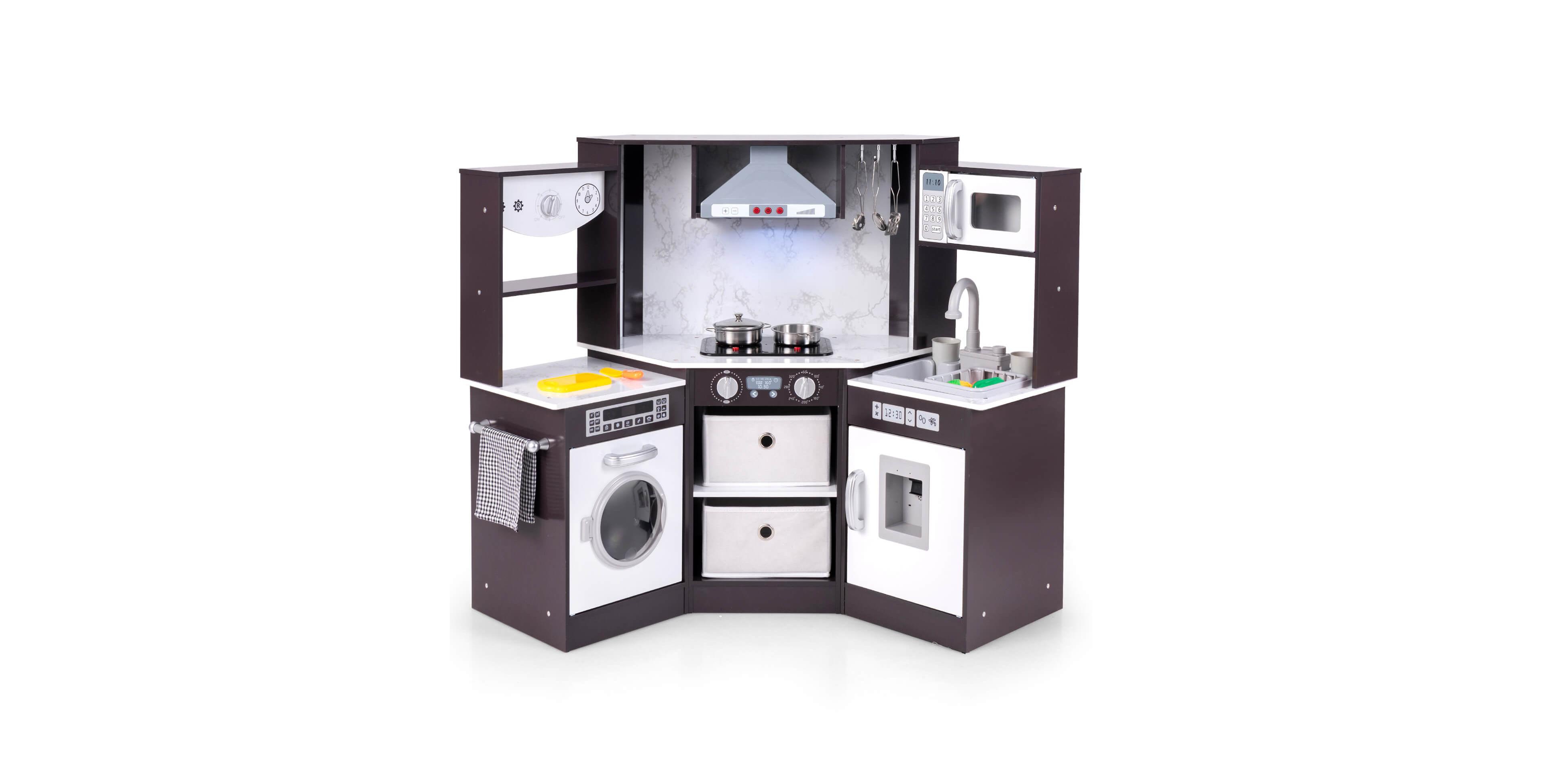 Wooden Kids Play Corner Kitchen with Realistic Lights & Sounds Lighted Range Hood