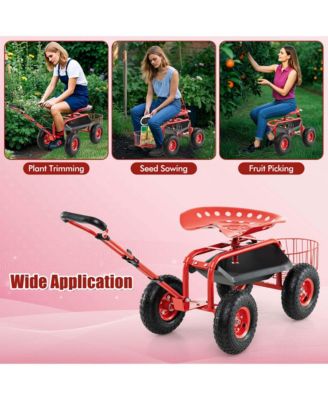 Garden Cart Rolling Work Seat