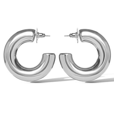 Mini Chunky Silver Hoop Earrings