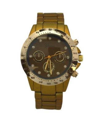 Olive Solid Color Metal Three Dial Women Watch