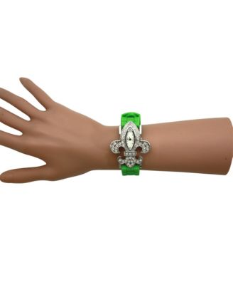 Lime Green Rhinestones Silicone Women Watch