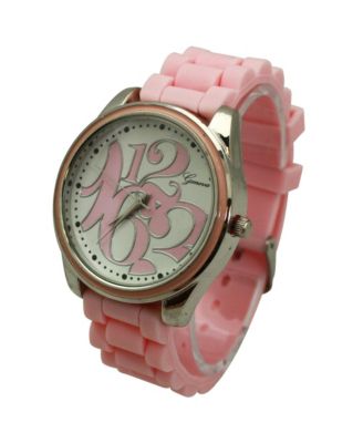 Light Pink Round Big Face with Colorful Numbers Women Watch