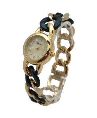 Navy Gold Chain and Tortoise Strap Women Watch