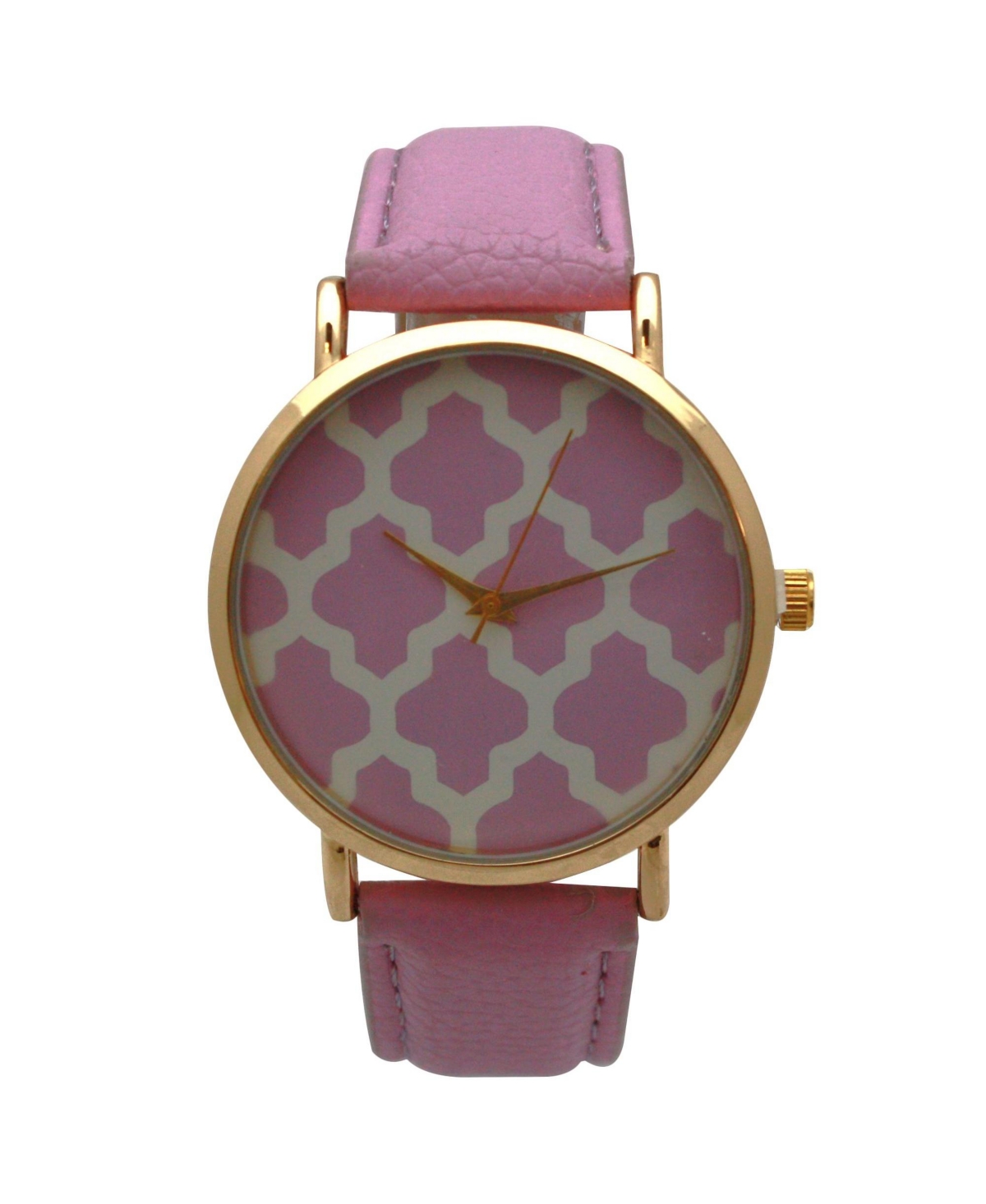 Olivia Pratt Lavender Geometric Pattern Leather Strap Watch