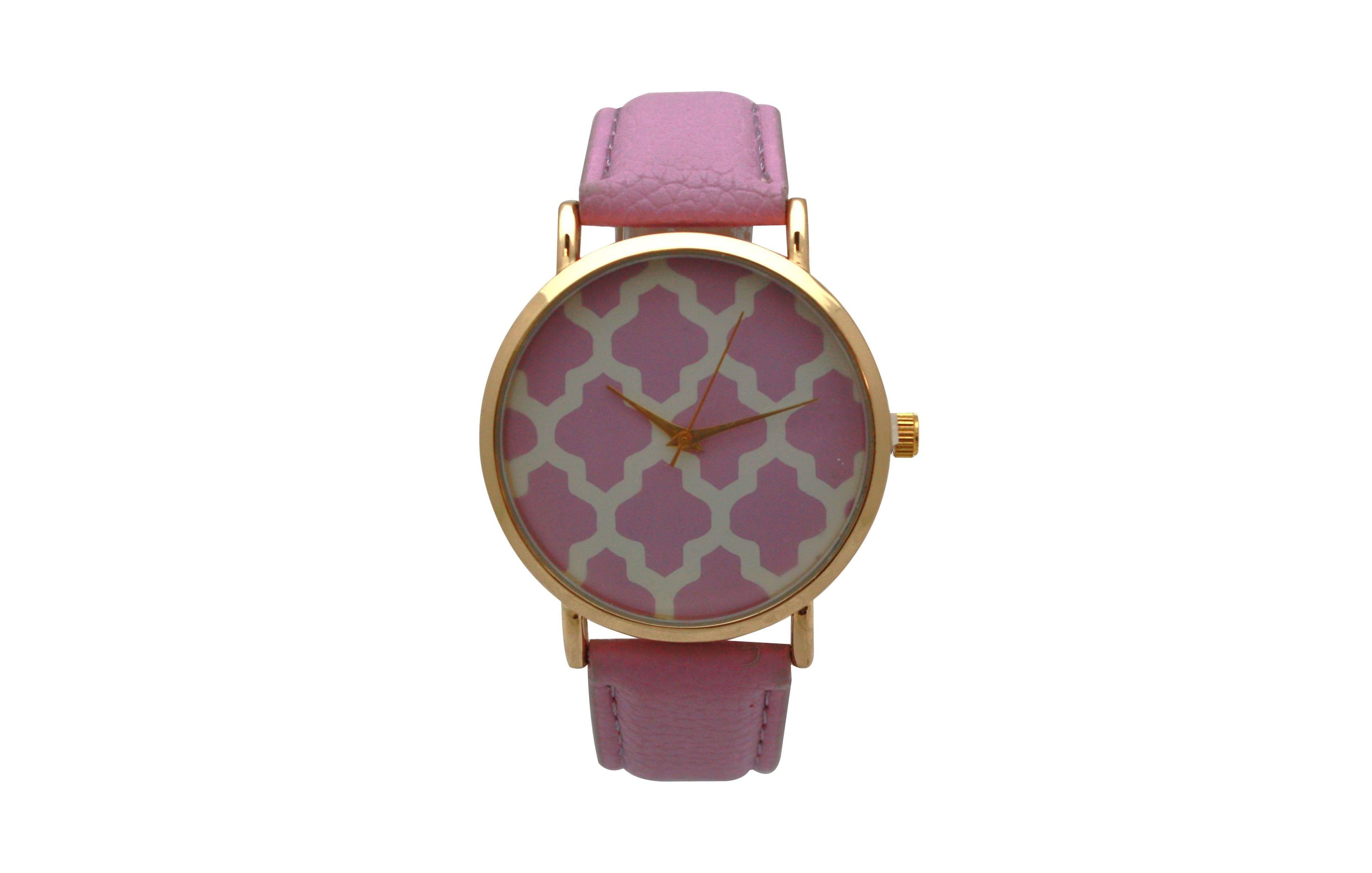 Olivia Pratt Lavender Geometric Pattern Leather Strap Watch