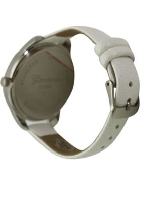 White Heart Print Face Leather Strap Watch