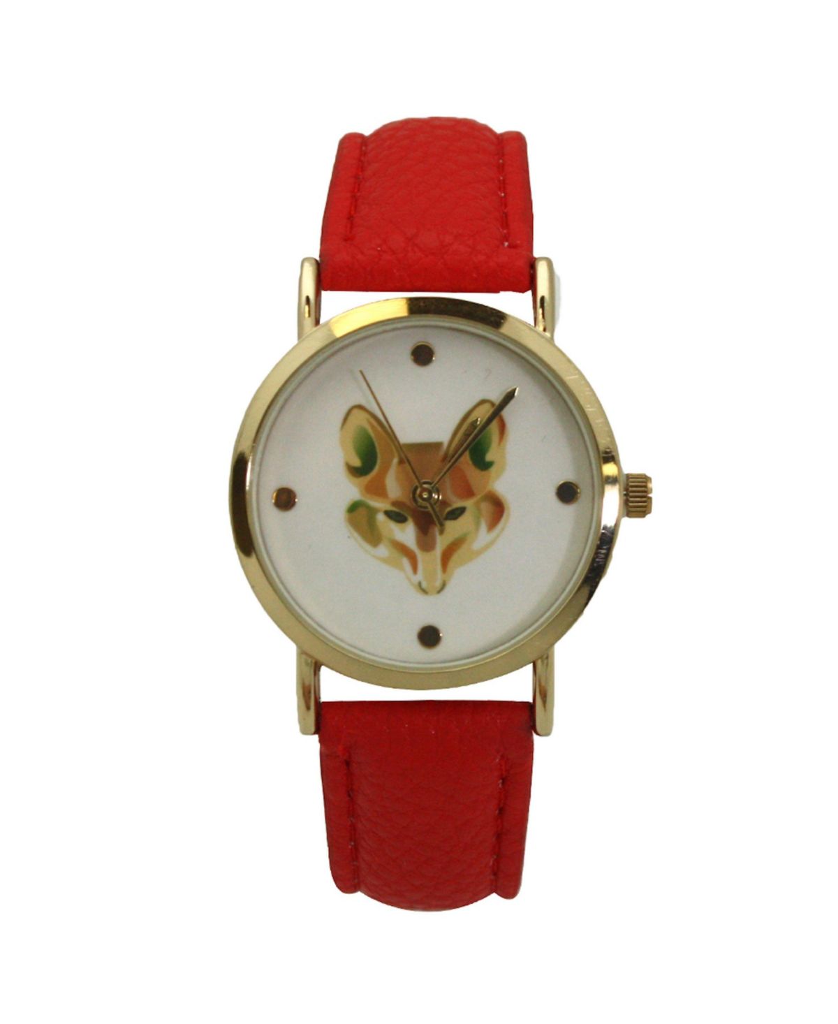 Часы на кожаном ремешке с лицом рыжей лисы