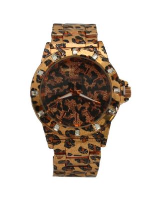 ROSE LEOPARD WOMENS ANIMAL PRINT METAL WATCH - Macy's