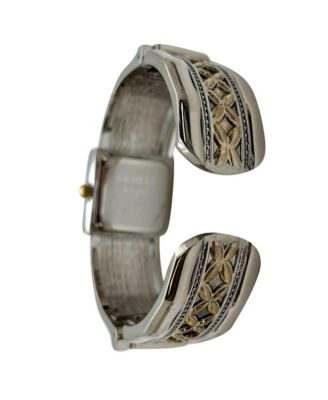 Two Tone Elegant Squared Face Cuff Women Watch, Two Tone