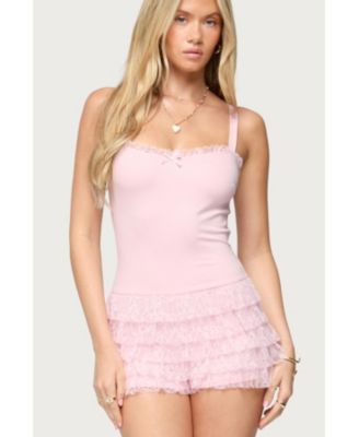 Womens Lacey Ruffled Romper