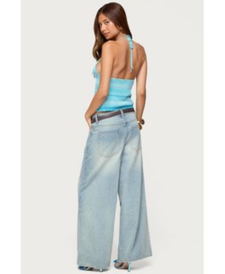 Women's Suanne Crochet & Knit Stripey Halter Top