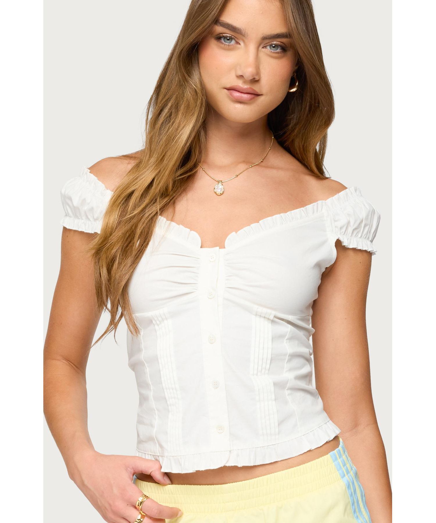 Women's Arlow Ruffle Button Up Top