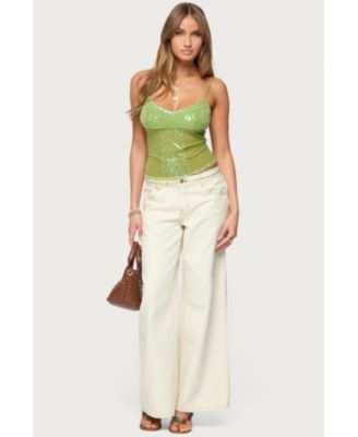 Women's Azelia Beaded Sheer Mesh Chiffon Top