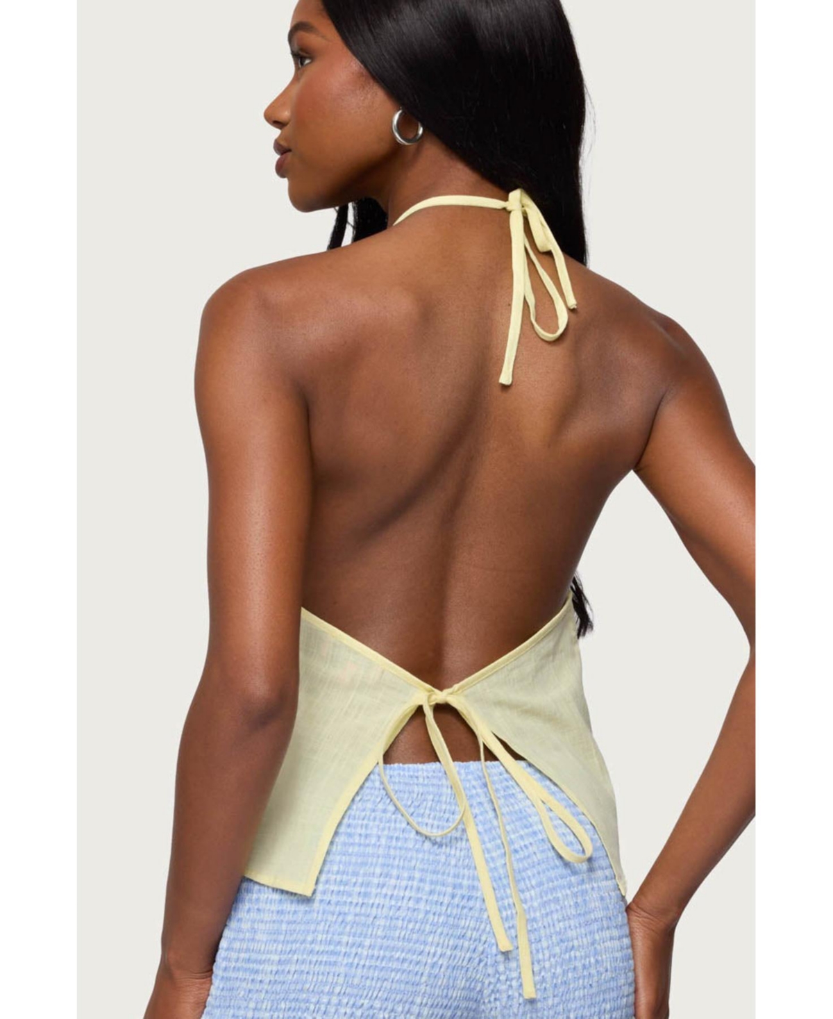 Edikted Women's Oliviana Linen Look Halter Top