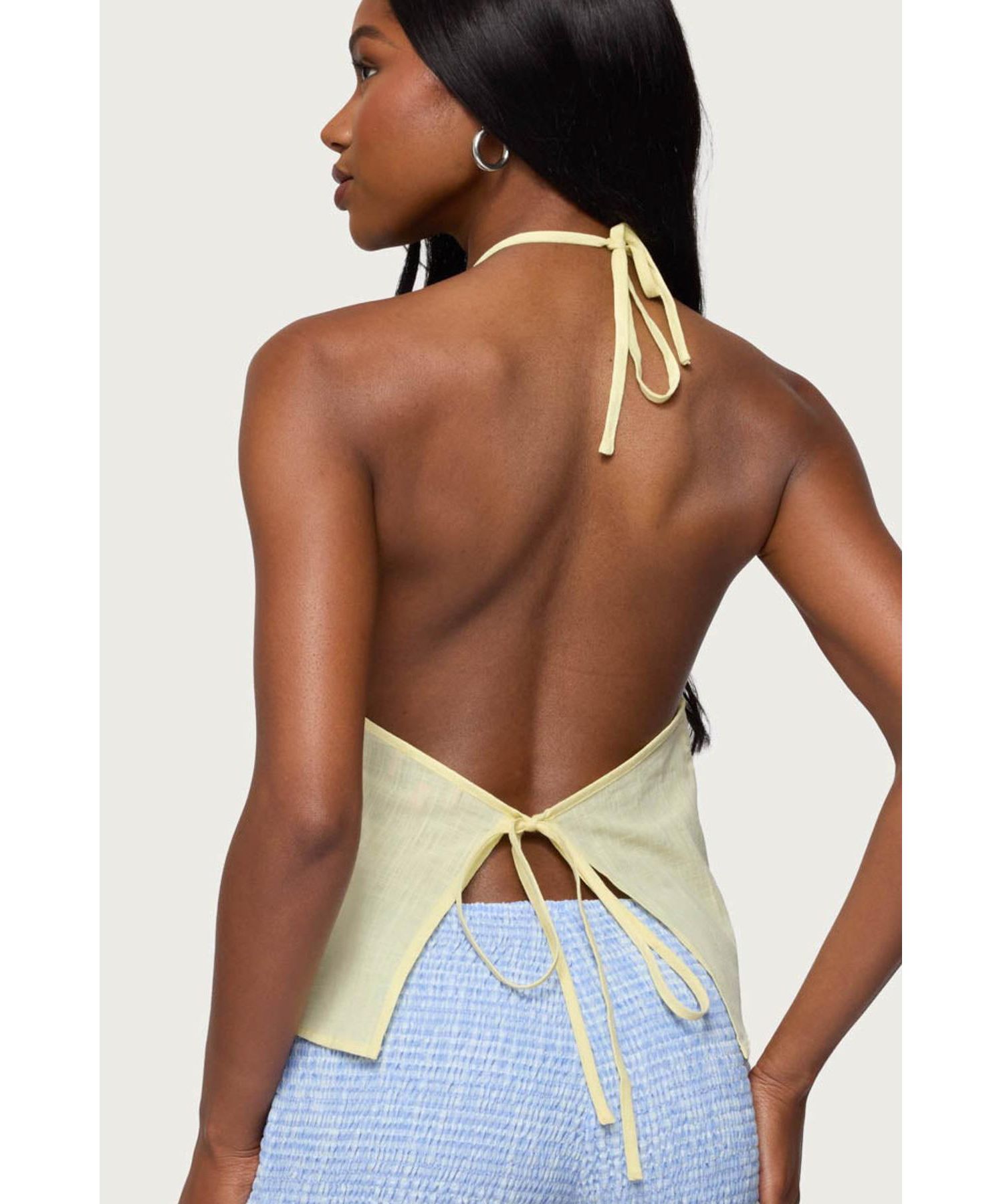 Women's Oliviana Linen Look Halter Top