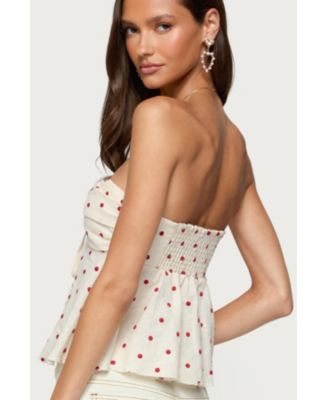 Women's Izzey Polka Dot Strapless Babydoll Top