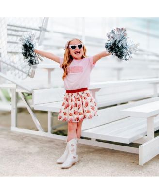 Toddler Girls Cheer Pearl Patch Short Sleeve T-Shirt