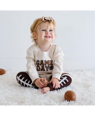 Baby Girl and Boy Game Day Patch Long Sleeve Romper