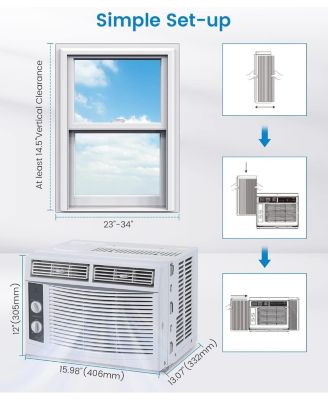 5,000 BTU Window-Mounted Air Conditioner - Mechanical Controls, Temperature Control, Perfect for Small Bedrooms, Living Rooms, Home Offices