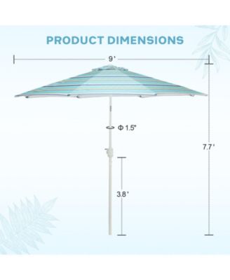 9FT Outdoor Patio Market Umbrella Aluminum Frame with Push Button Tilt Crank and 8 Steel Ribs, UV Protection Waterproof, for Garden Deck Backyard and Pool.
