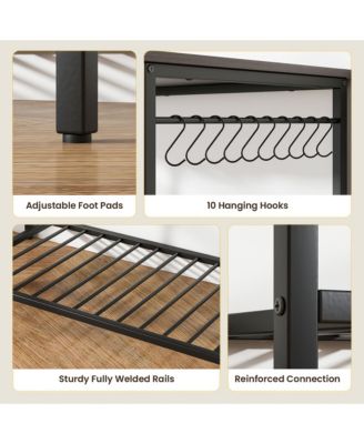 3-Tier Kitchen Island Kitchen Shelf Wine Coffee Bar Prep Table w/Bottom