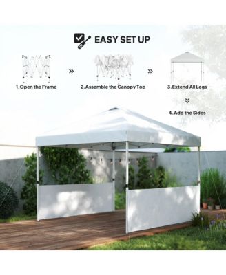 10' x 10' Pop Up Canopy Tent with 2 Half Sidewalls, Dark