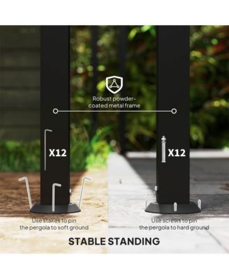 10' x 20' Outdoor Pergola Canopy, Metal Patio Canopy, Dark