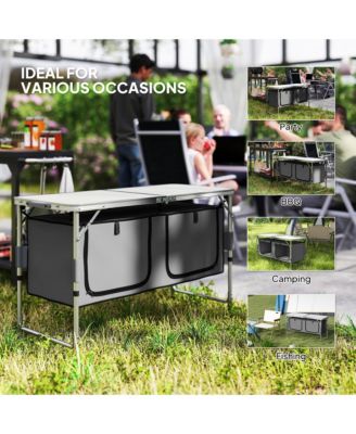 48" Outdoor Portable Aluminum Camping Picnic Folding Table w/ Storage Organizer