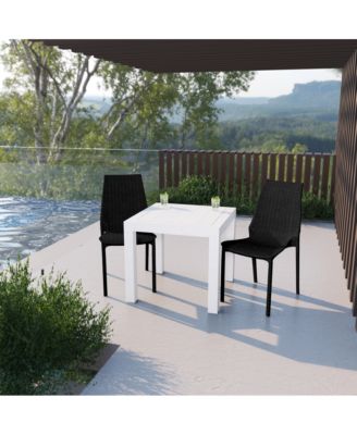 Kent Outdoor White Table With 2 Black Chairs Dining Set