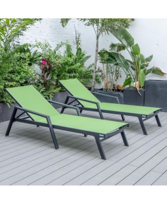 Lounge Chair With Armrests in Black Aluminum Frame, Set of 2