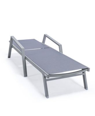Marlin Patio Chaise Lounge Chair With Armrests in Grey Aluminum Frame, Set of 2