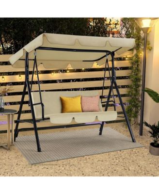 3-Person Metal Patio Swing with Removable Cushion Patio Swing Outdoor Porch Swing Chair for Adults for Garden Backyard Deck