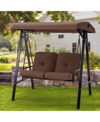 2-Person Metal Patio Swing with Removable Cushion Patio Swing Outdoor Porch Swing Chair for Adults for Garden Backyard Deck