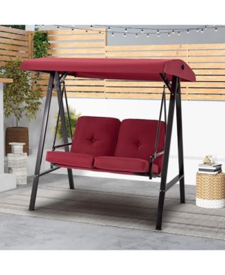 2-Person Metal Patio Swing with Removable Cushion Patio Swing Outdoor Porch Swing Chair for Adults for Garden Backyard Deck