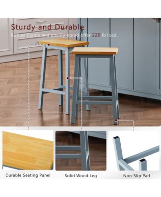 CASAINC 50" 3 Pc. Set Rubber Wood, Bamboo Drop Leaf, Power Outlet, Drawers, Racks, Bar Stools Kitchen Island