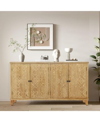 59" Wooden Accent Storage Cabinet with 4 Doors